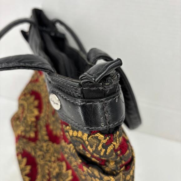 Thirty-One Tapestry Cover Shoulder Bag Burgundy Tan Floral Medallion Handbag - Picture 8 of 12